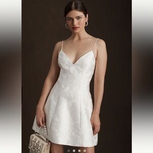 NWT Sachin + Babi Colette V-Neck Jacquard White Mini A-line Dress